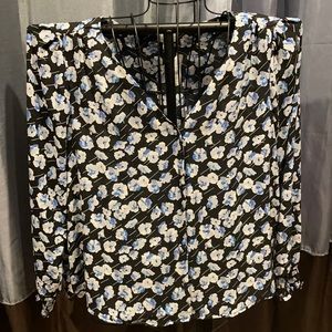 NWT JCrew Floral Black Top Shirt Blouse sz 16